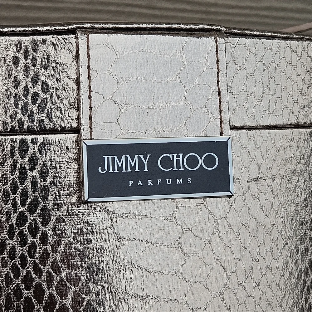 Jimmy Choo Metallic Bronze Snakeskin Cosmetics Vanity Case Lined and Felt Bottom